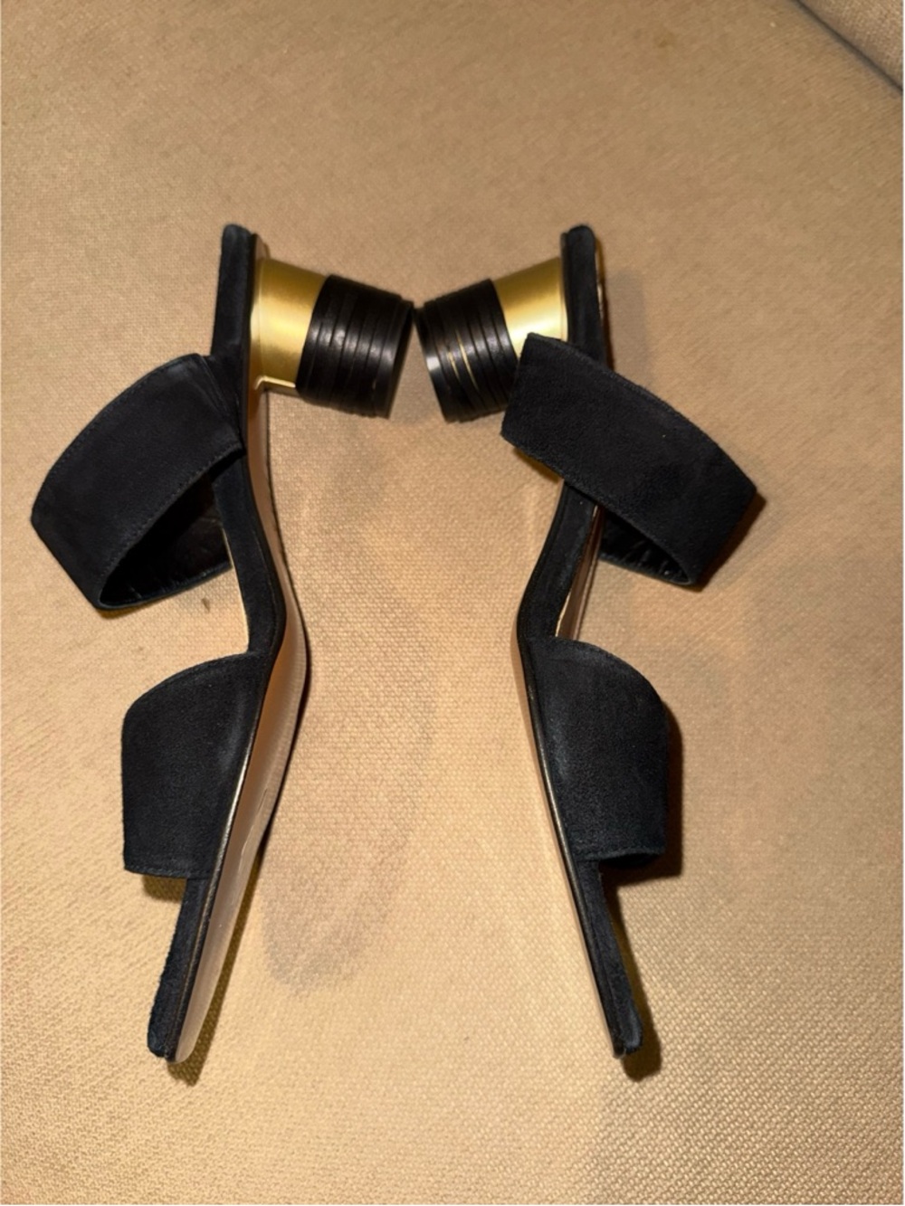 Martinez Black Suede Double-Strap Women's Slide Sandals - Picture 3 of 8